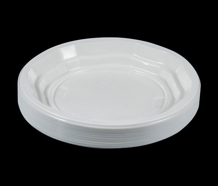 50 יח' צלחת פלסטיק לבנה גדולה