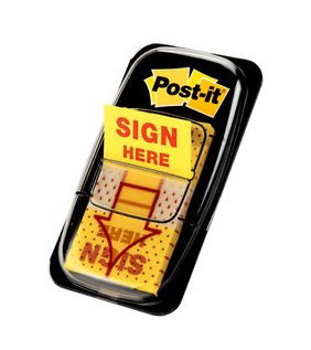 דגלוני סימון "חתום כאן" צהובים POST-IT