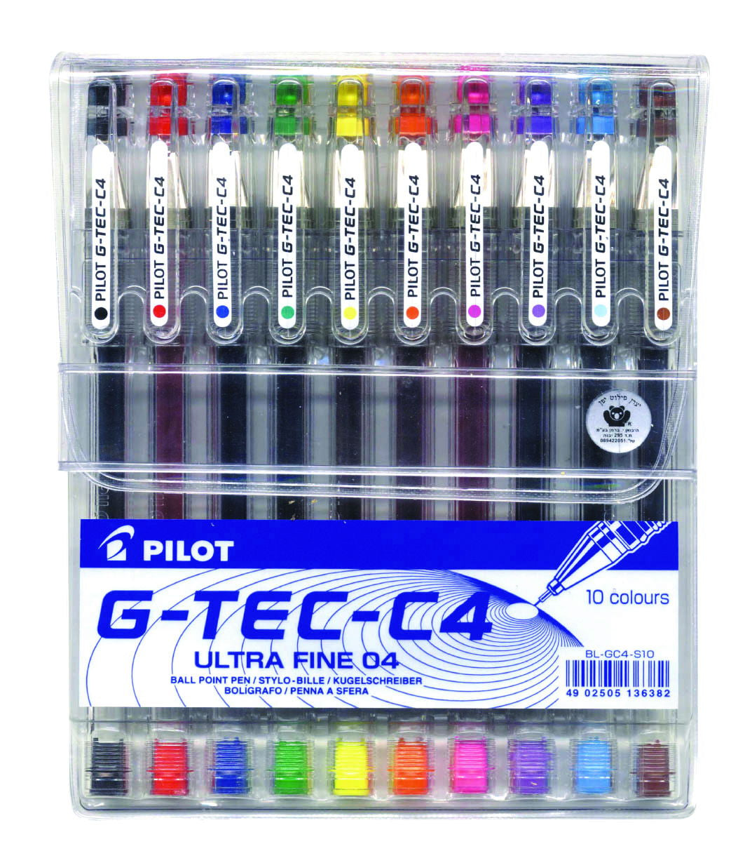 סט 10 עטים פיילוט בצבעים שונים PILOT G-TEC 0.4