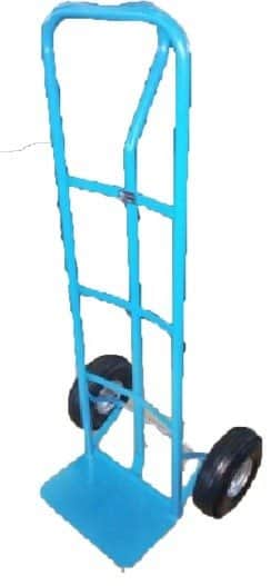 עגלת ברזל כחולה עם גלגלי אויר למשקל 250 ק"ג גובה 1310 מידות כף 350X215