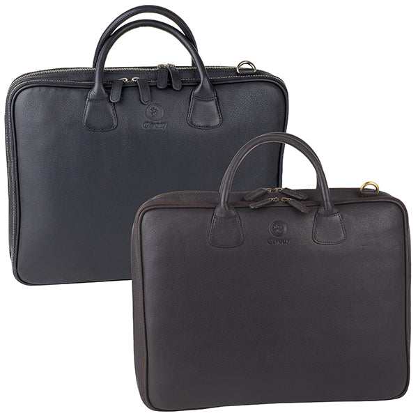 תיק עסקים עור איכותי למחשב נייד עד 17.3 אינץ', תא מרכזי כפול מבית המותג גבעוני מק"ט: GV 4943