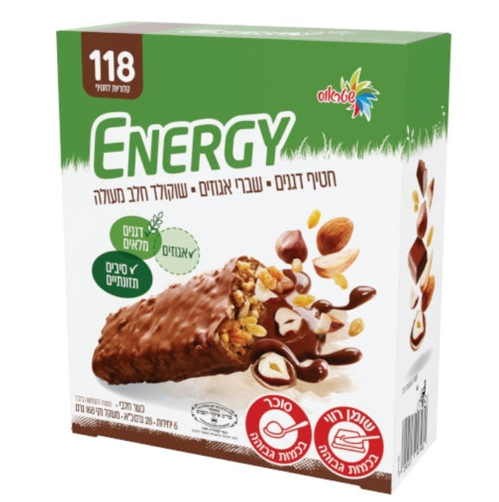 אנרג'י 118 דגנים עם שוקולד מצופה אגוזים 6יח