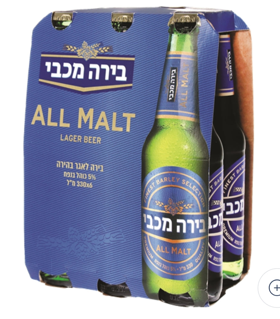 בירה מכבי 24 יח 330 מ"ל 4 שישיות