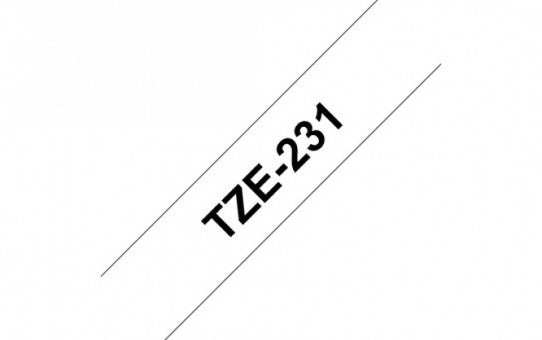 סרט מדבקות מקורי Brother TZe-231 שחור על לבן 12 מ"מ