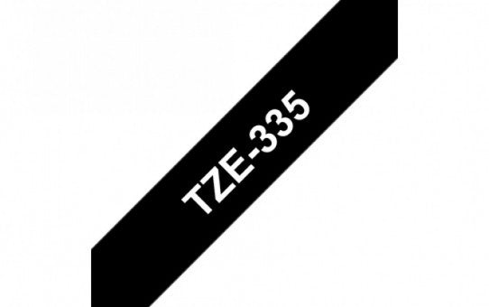 סרט מדבקות Brother TZe-335 לבן על שחור 12 מ"מ