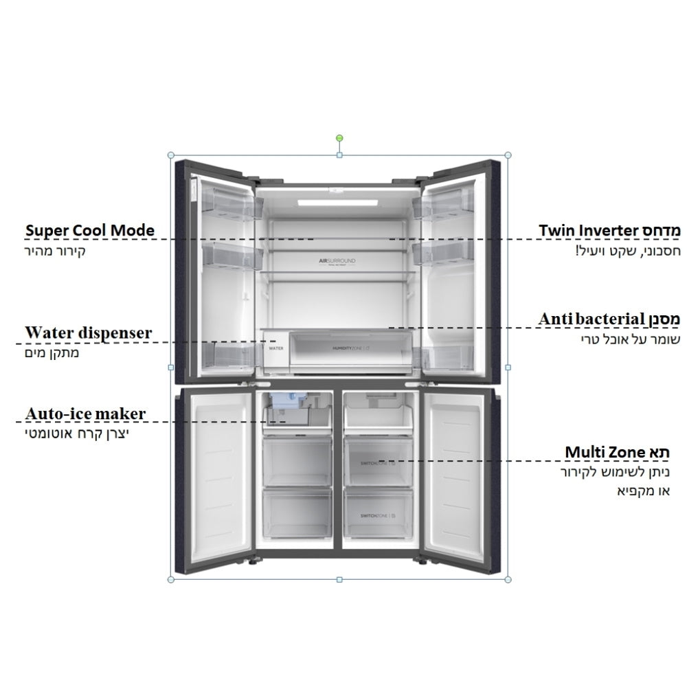 מקרר 4 דלתות Haier HRF5800BS