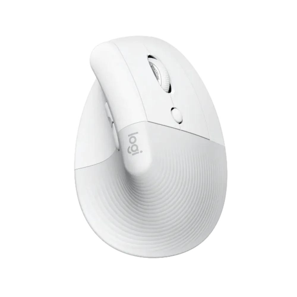עכבר אלחוטי ארגונומי Logitech Lift Vertical – צבע לבן־אפור