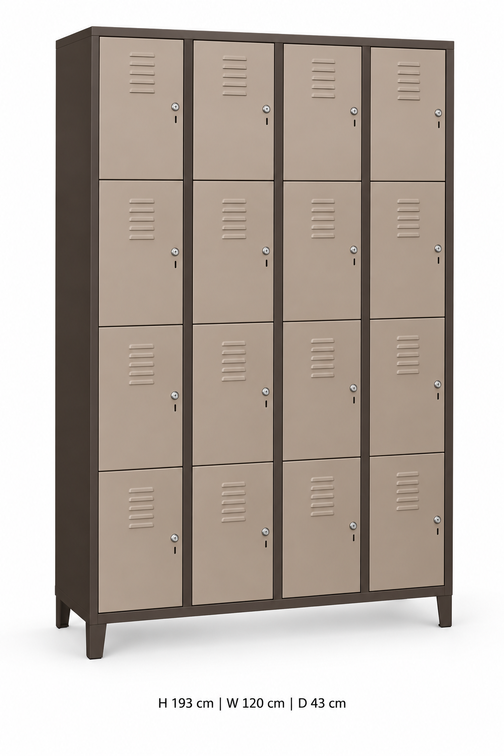 Beige 16-Compartment Metal Locker Cabinet