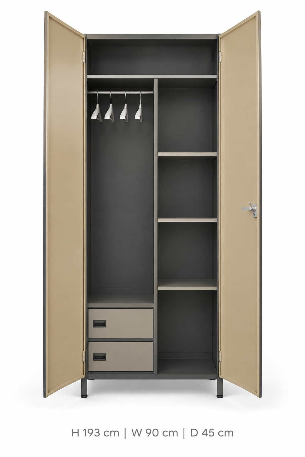 תמונה נוספת של ארון בגדים מתכת 2 דלתות, 90×45 ס״מ