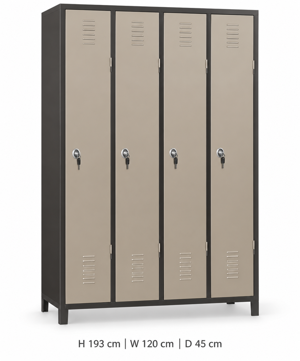 Beige four-door metal cabinet
