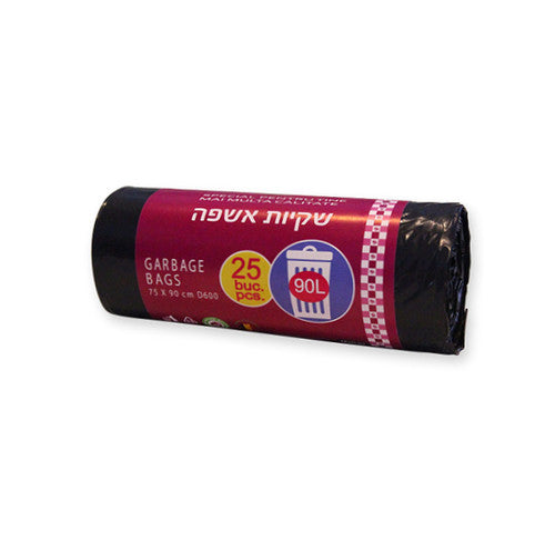 שקיות אשפה שחורות 90×78 ס"מ דגם 500 – לפסולת בינונית | 30 גלילים בקרטון