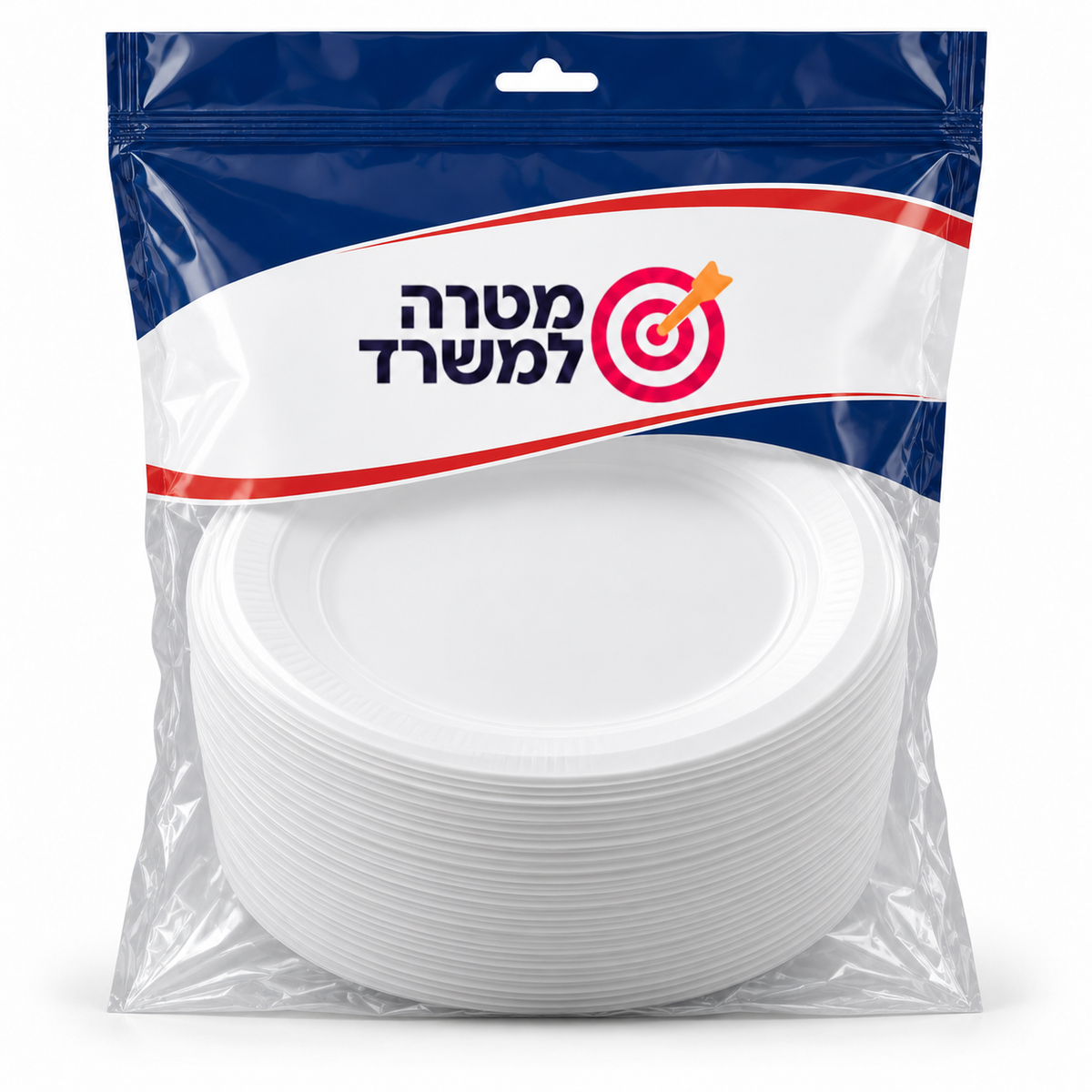 צלחות חד־פעמיות לבנות 9 אינץ׳ – מארז 100 יחידות